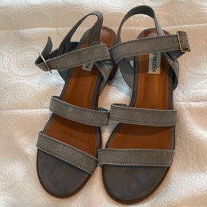 Steve Madden-size 9- heeled sandals-blue stripes